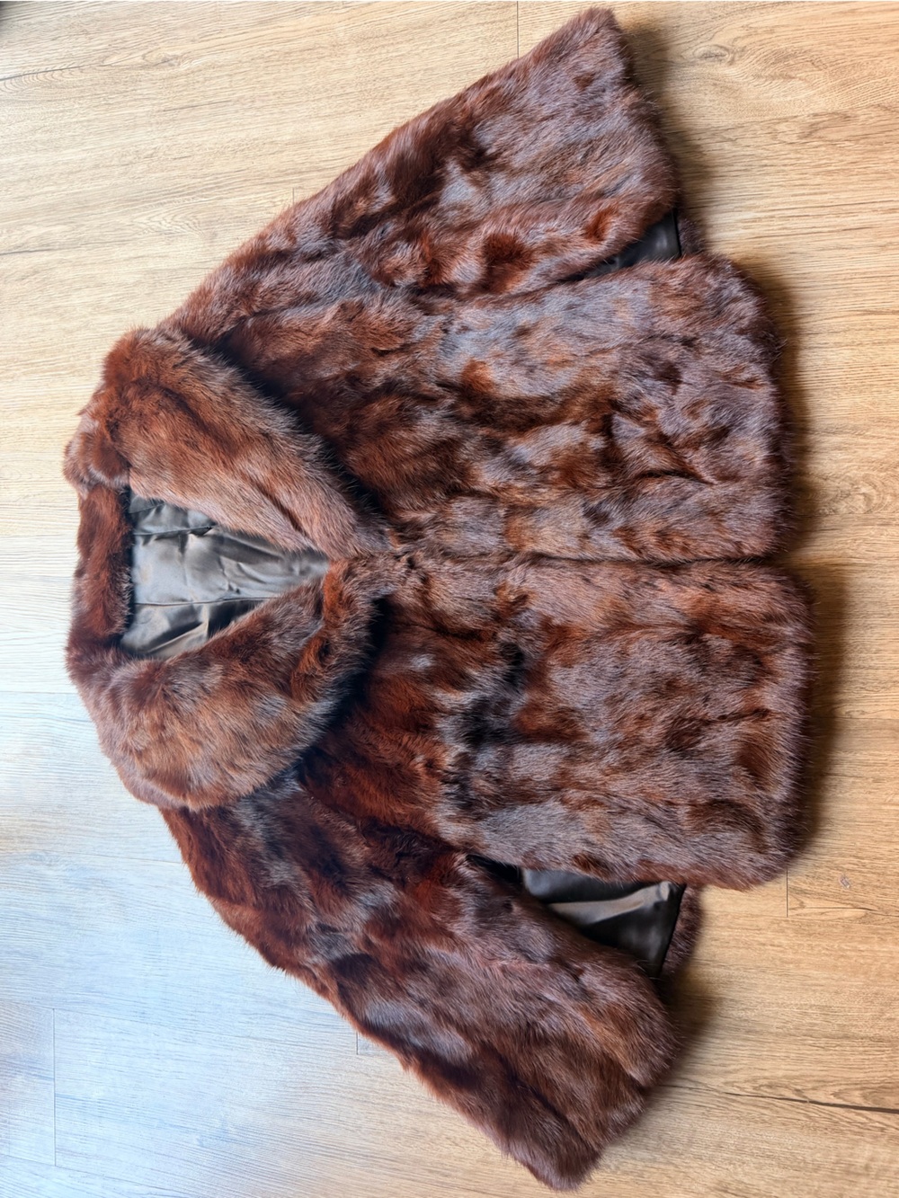 Plush Vintage Brown Faux Fur Jacket Shawl
